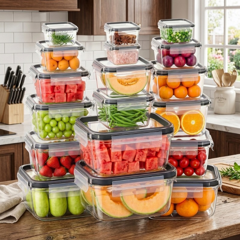 Meal Prep Glass Containers With Lids - Conjunto de 18 recipientes de vidro