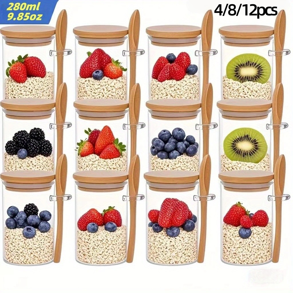 Meal Prep Glass Containers With Lids - Conjunto de 4/8/12 Copos de Aveia