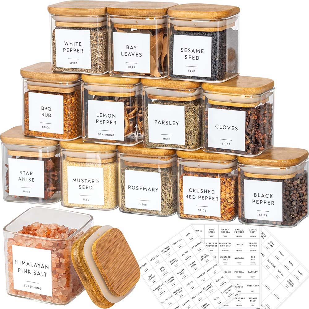 Meal Prep Glass Containers With Lids - Frascos De Vidro Definidos Com Etiquetas
