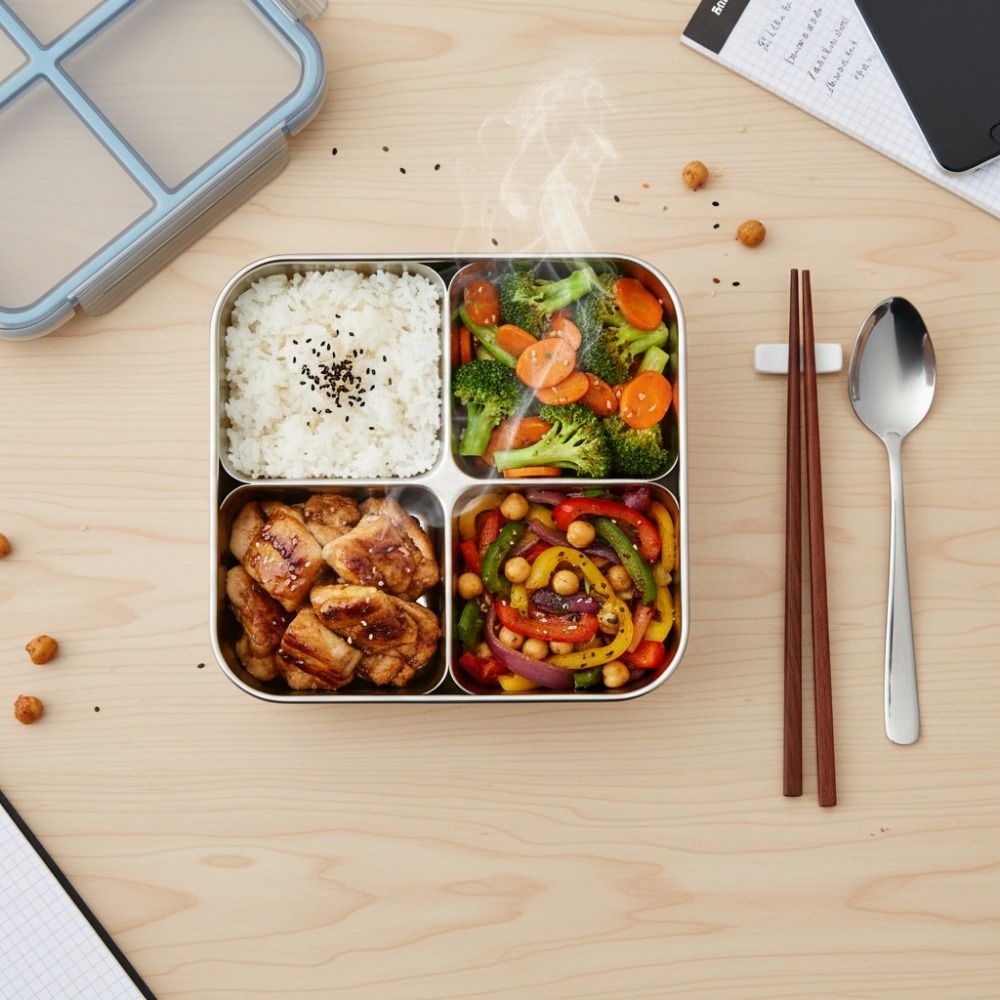 Meal Prep Lunch - Caixa de almoço quadrada com 4