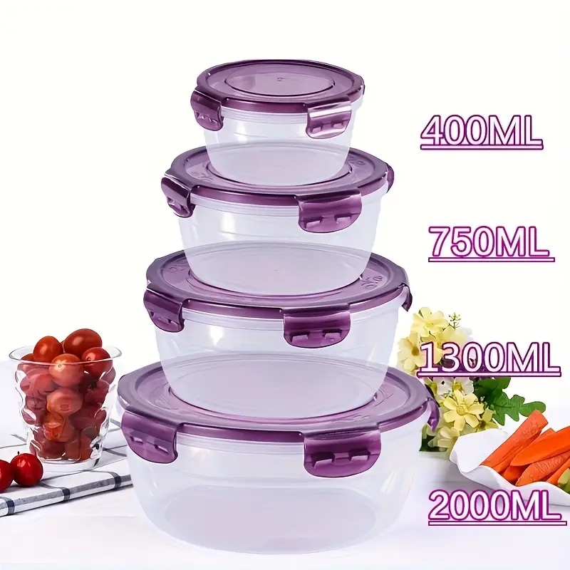 Meal Prep Box - 4 Recipientes Plásticos para Armazenamento de