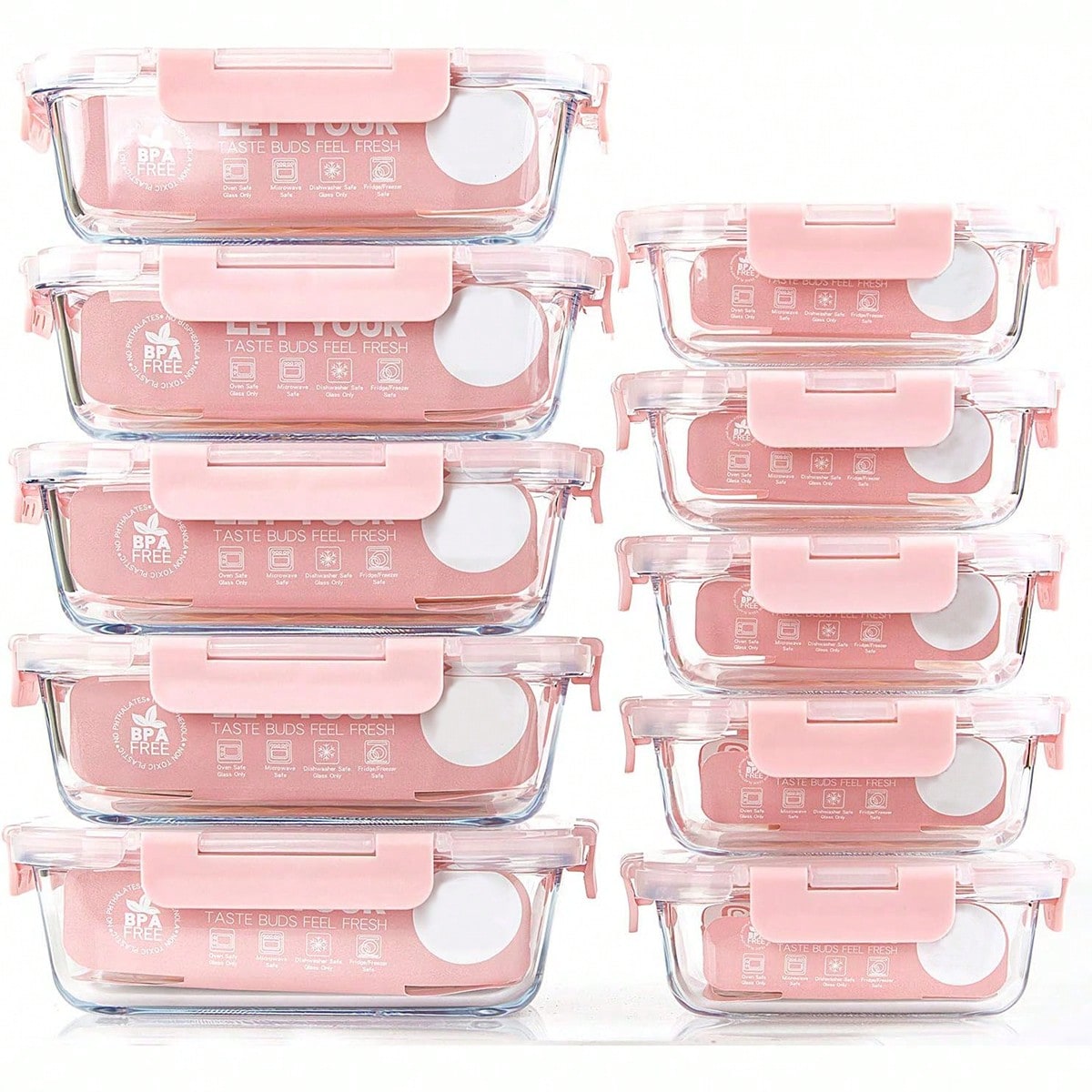 Meal Prep Lunch - Conjunto de 10 Recipientes de Vidro
