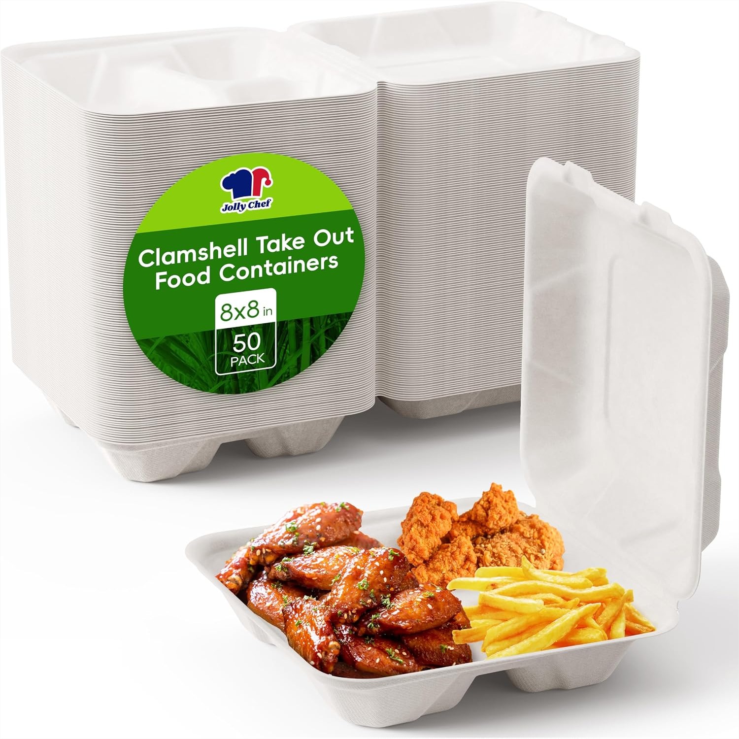 Meal Prep Restaurant - Recipientes descartáveis tipo concha para viagem,