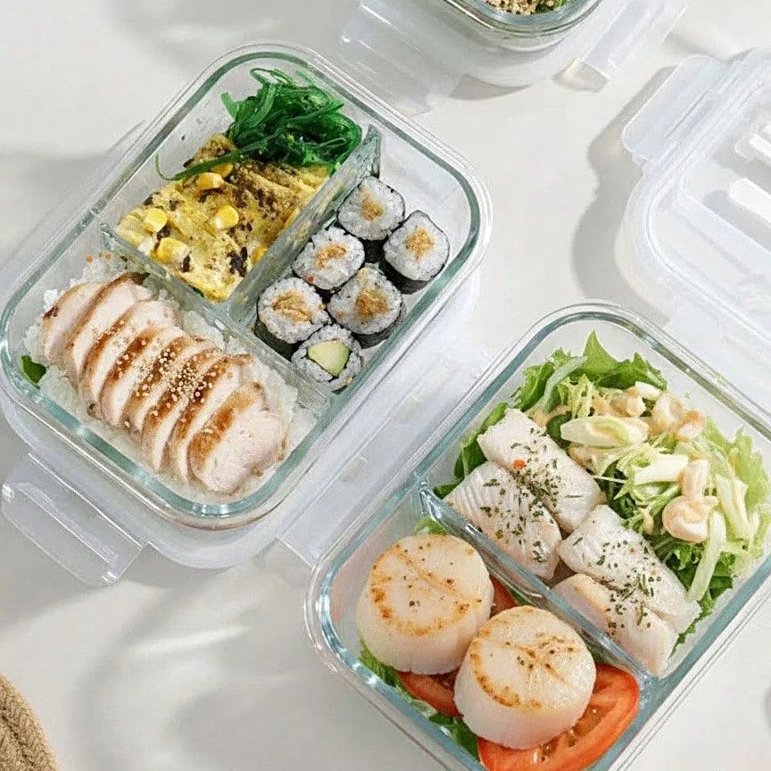 Meal Prep Glass Containers With Lids - Recipiente de vidro para armazenamento de