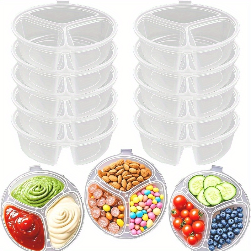 Meal Prep Restaurant - Recipientes descartáveis redondos de 3 compartimentos
