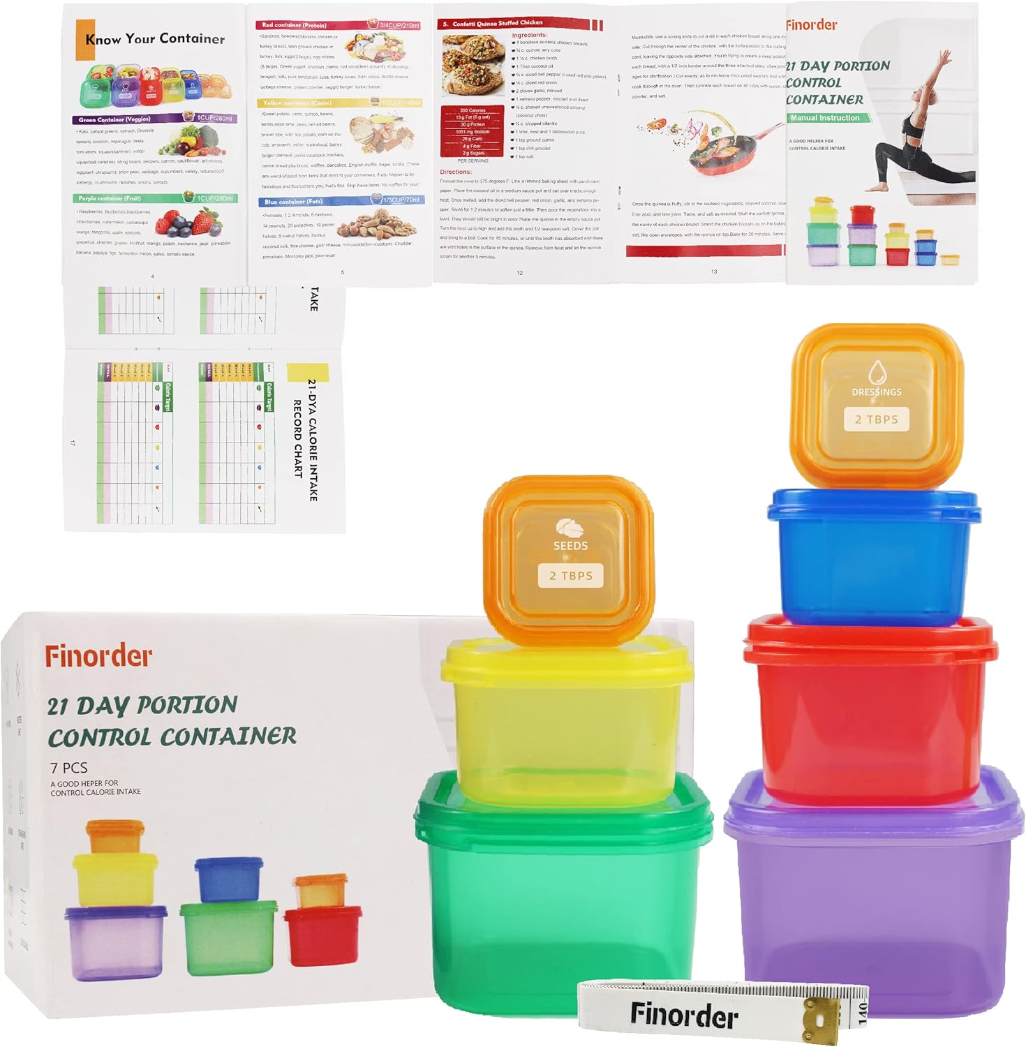 Meal Prep For A Day - Kit de recipiente de controle de