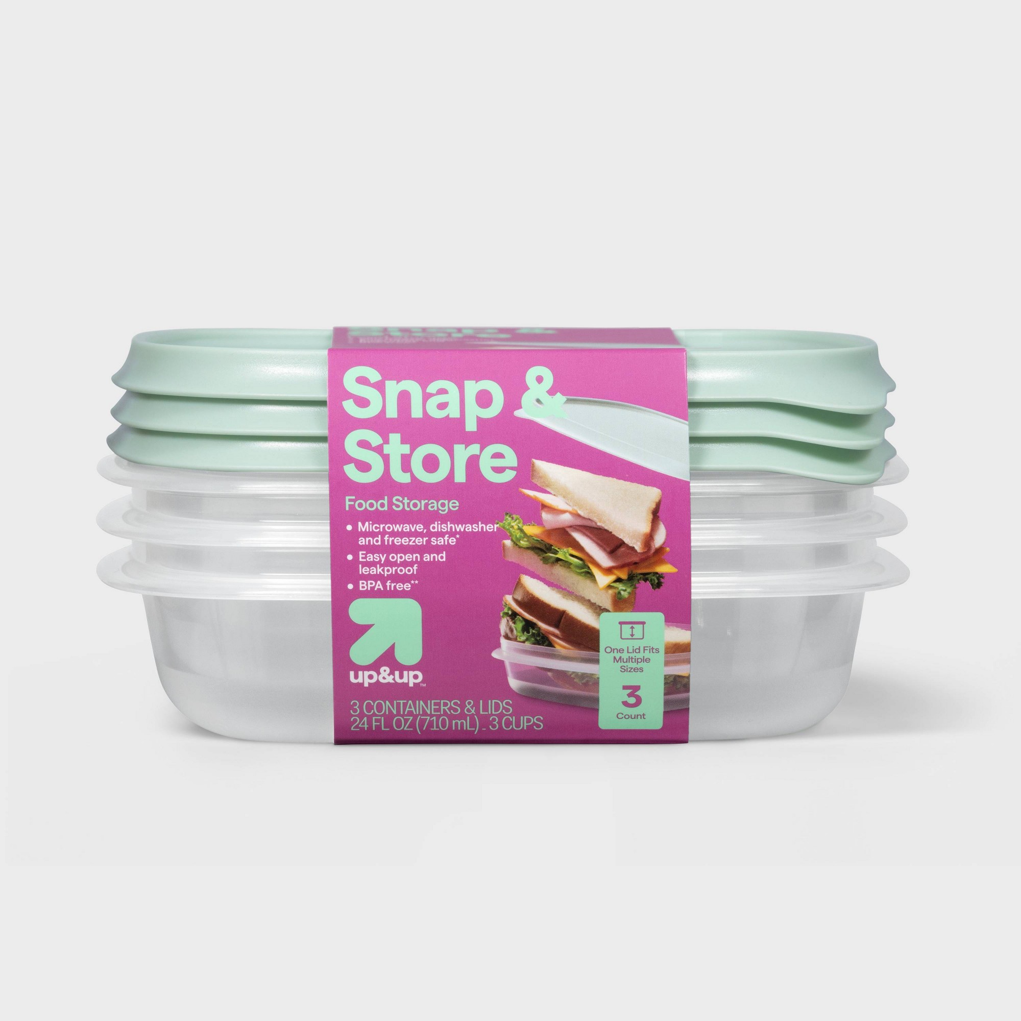 Meal Prep Box - Recipientes quadrados de 3ct para armazenamento