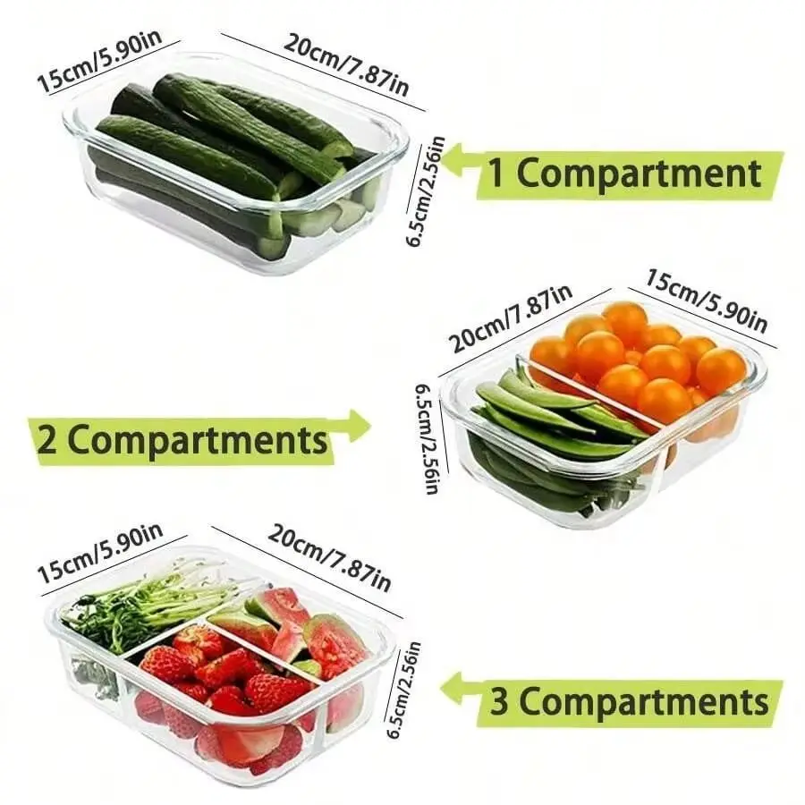 Meal Prep Glass Containers With Lids - Recipiente de armazenamento de alimentos yesGlass