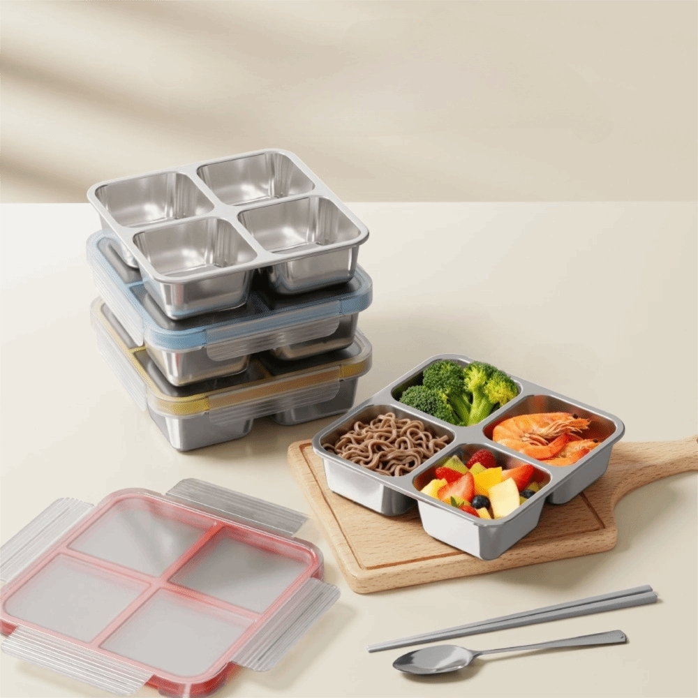Caixa de almoço quadrada com 4 - Meal Prep Lunch avaliação e preço