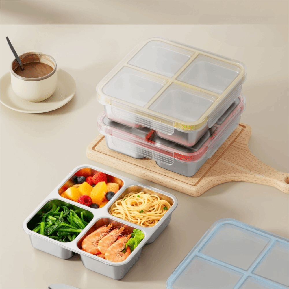 Caixa de almoço quadrada com 4 - Meal Prep Lunch avaliação e preço