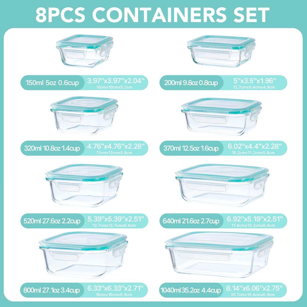 Conjunto de 16 Recipientes de  - Meal Prep Glass Containers With Lids avaliação e preço